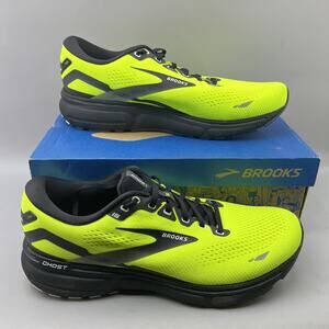 Brooks Ghost 15 Running Sneakers Men Size 11.5 D Neon Green Comfort Cushion Shoe